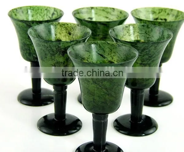 SHORT GLASS YEGUANGBEI JADE NEPHRITE GOBLETS/CUPS