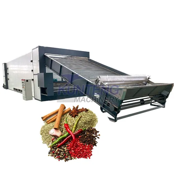 Continuous Corn Kernels Sichuan Peppercorns Spices Onions Mesh Belt Dryer Nut Drying Equipment