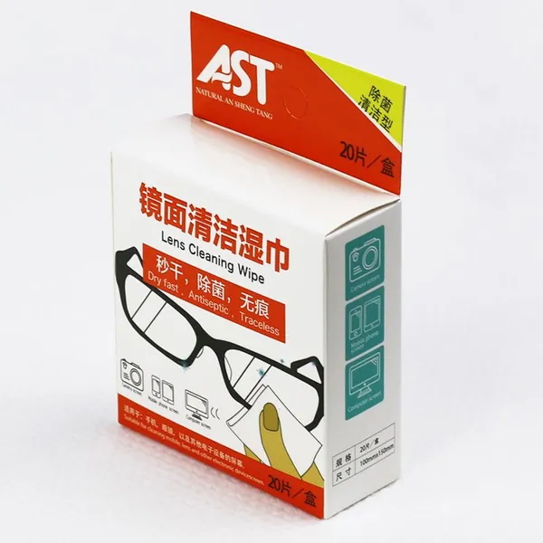 20PCS/100pcs Pre-Moistened Eyeglass Lens Cleaning Wipes Streak-Free Sunglasses Camera Lens Goggles Cleaner Individually Wrapped Wipes