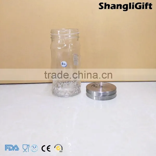 200ml Glass Spice Bottle Pepper Shakers Metal Lids Embossed Glass Bottles photo-2