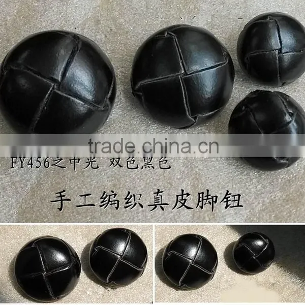 Wine Color Braided Leather Button photo-4