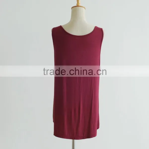 China Factory Sexy Red Color PU Blouse Leather Tank Tops photo-4
