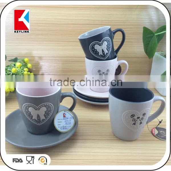 120cc Silk Screen Printed White Coffee Ceramic Cup and Saucer,bulk Tea Cup and Saucer Sets photo-6