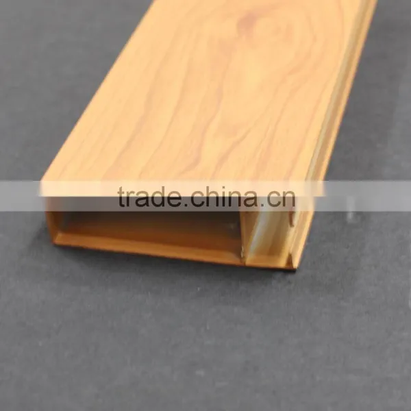 Elegant Facade Wood Grain Suspended Metal Strip Ceiling U Aluminum Screen Ceiling Tiles photo-3