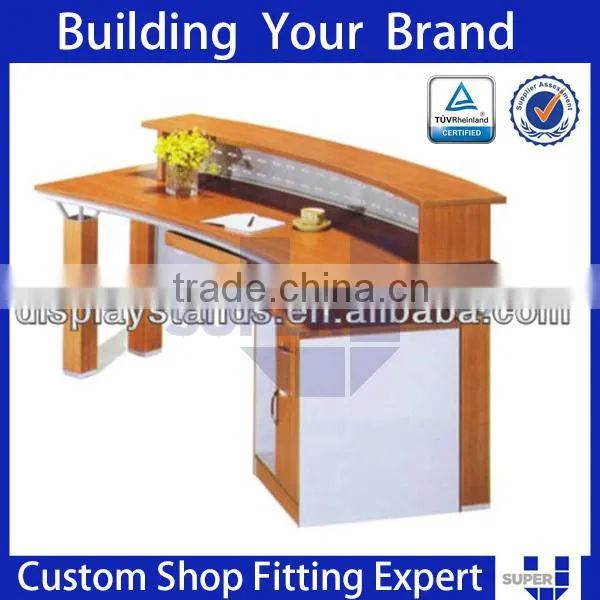 Wood and Glass Cash u Shaped Counter Wooden Cash Counter Table photo-3