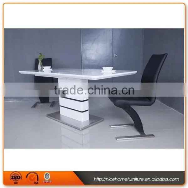 White High Gloss Wooden Dining Table Designs photo-2