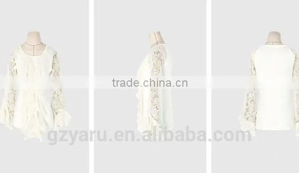 Teen Girls Lace Splicing Elastic Slim Tops Ladies Ruffles Round Neck Shirt for Women Soft Basic Shirt Tops in Autumn Spring photo-6
