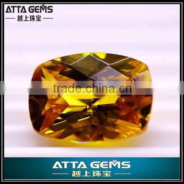 Hand Made CZ Stone-yellow Rectangle Cubic Zirconia