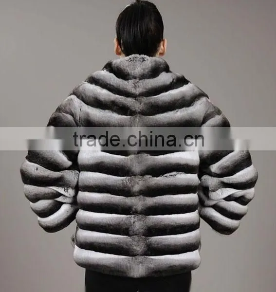 Wholesale Price Chinchilla Rex Rabbit Fur Coat photo-6