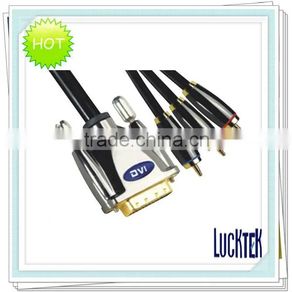 nickel-plated DVI-I (24+5) plug to 3* RCA plugs cable