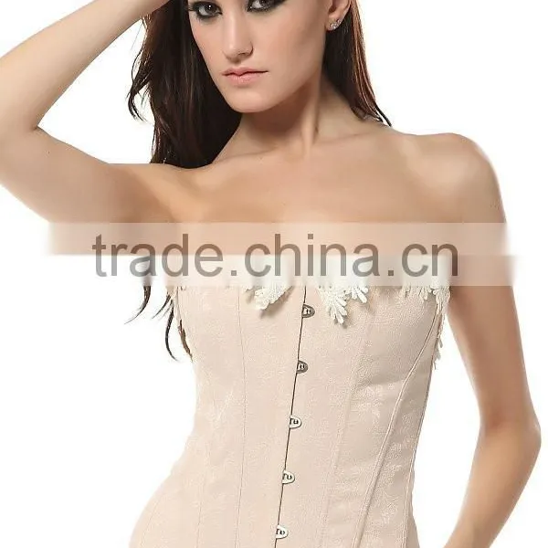 Sexy Lace Brocade Steampunk Wait Training Corset With Steel Boned photo-3