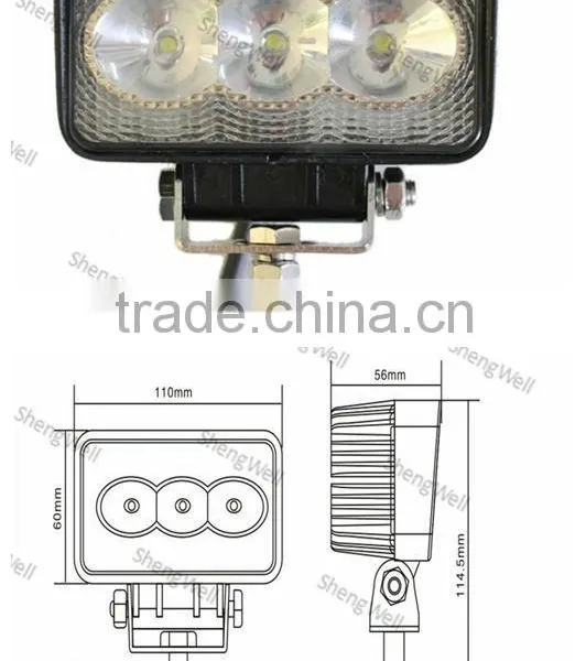 3.5" 9--32V Rectangle 9w LED Work Light IP67 ShengWell Auto Factory Offroad Led Work Light 9w Led Work Light