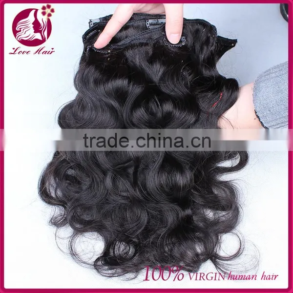 Clip In Human Hair Extensions Body Wave Filipino Virgin Human Hair Body Wave Clip In 7pcs/lot 100g Natural Color photo-6