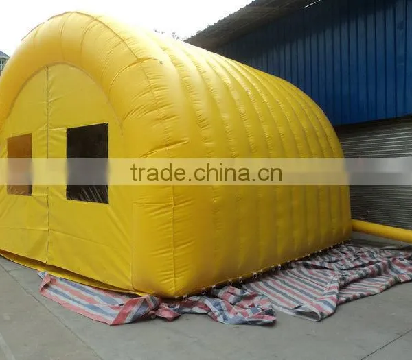 Yellow Inflatable Tunnel Tent With Door Curtain and Windows Inflatable Tunnel Tent Full Cover Inflatable Outdoor Air Tent