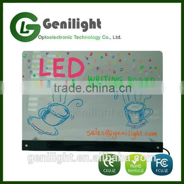Clear Tempered Glass Erasable LED Message Writing Board Desktop With Remote Control