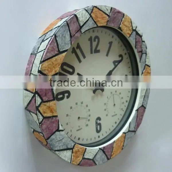 15 Inch Thermometer Hygrometer and Polyresin Mosaic Outdoor Clock photo-3