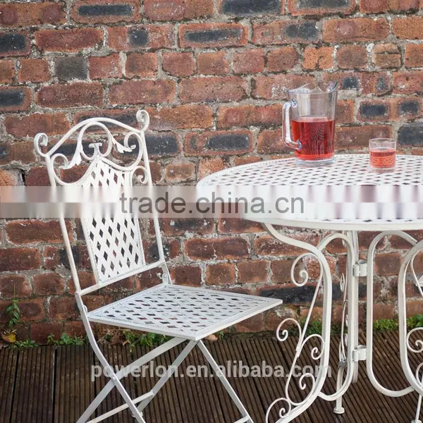 Vintage Style Iron 2 Folding Chair 90cm Round Patio Set Ornate photo-4