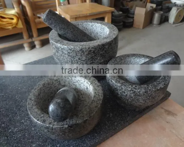 Black Polished Granite Mortar and Pestle photo-5