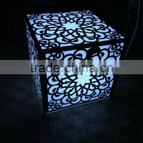 Hot Sale Stainless Steel Frame Glass Top LED Wedding Table photo-2