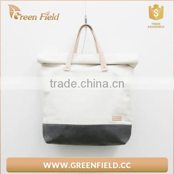 Canvas Tote Bag, White Folded Canvas Simple Tote Bag photo-2