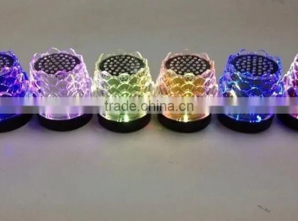 New Arrival Crystal Lotus Transparent Colorful Light Speaker USB Mini Speaker Creative Speaker With Radio Function photo-4