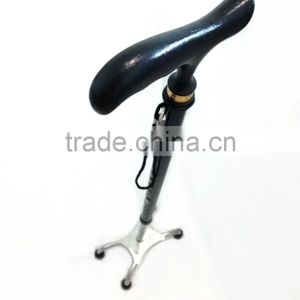 Crutch for Old With Wooden Handle, 4 Legs Base, Telescopic Cane photo-2
