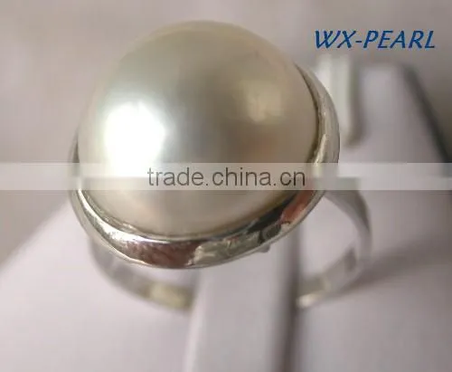 Fashion Jewellery Silver Plated Rhinestone Pearls Rings Tahitian Pearl Ring photo-2