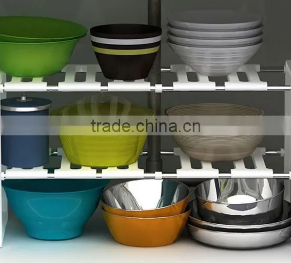 2 Tier Expandable Adjustable Under Sink Shelf Storage Shelves Kitchen Organizer photo-5
