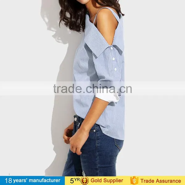 2017 Latest Women Blouse Tops Sample Long Sleeve Ruffle Collar High Neck Cotton Sarees Blouse Designs Patterns Picture photo-2