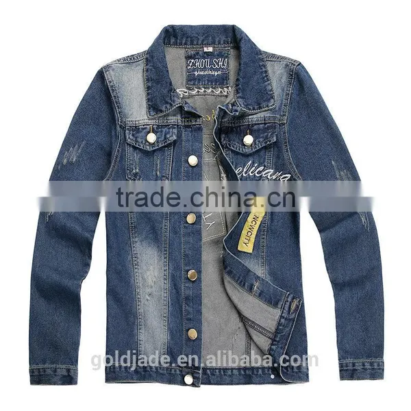 Stylish Denim Jacket Fashion Mens Dip Dyed Denim Jeans Jacket Winter photo-5