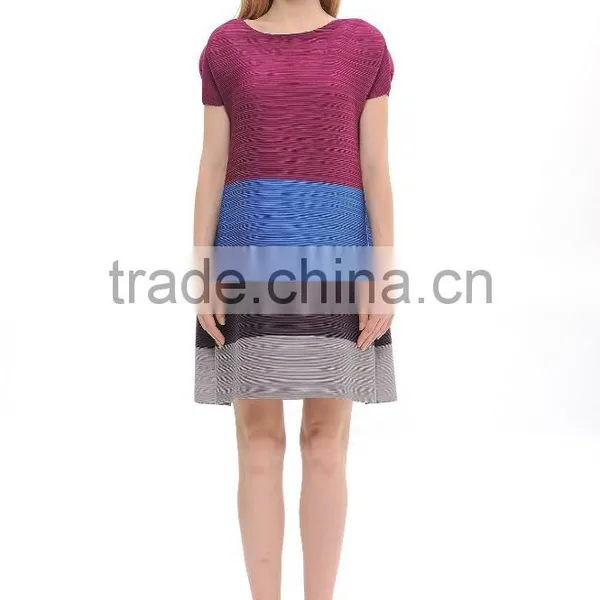 Ladies Multi Rainbow Color Wrinkle Loose New Model Dress photo-4