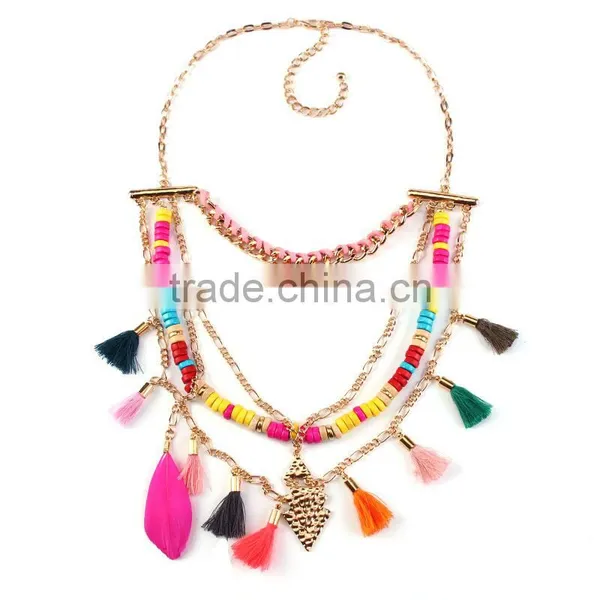 Multicolor Tassel Beads Chain Handmade Necklace photo-2