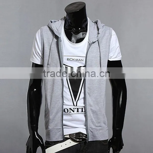 Blank Waistcoat Zipper Hoodies Sports Sweatshirt Plain Cotton Gray Black 2 Colors photo-2