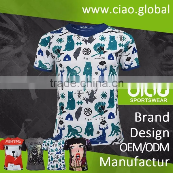 Ciao Sportswear Best Technique Heat Transfer Printing Ringer t Shirt for Sport