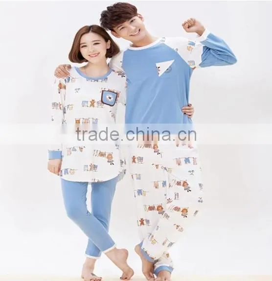 Custom Multi-styles Comfortable Lover Sleepwear Printed Casual Couple Pajamas photo-2