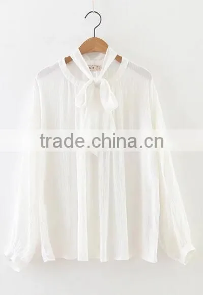 Runwaylover EY2356B Hot Sale 2017 Ladies Elegant Stand Collar Loose Blouse photo-5
