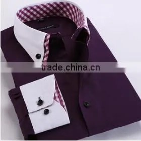 Latest Shirt Designs for Men 2016 Customise Solid Color Men's Dress Fashionable Long Sleeve Uniform t Shirt photo-5