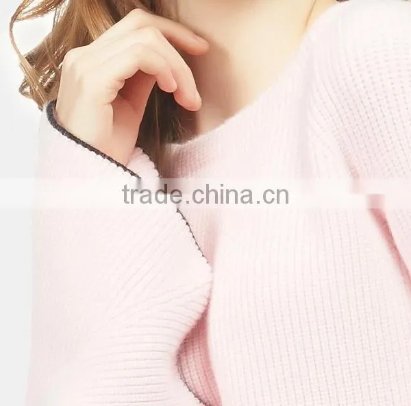 Winter New Fashion Wide Cuff Knitted Crewneck 100% Cotton Sweater With Wholesale Peice photo-4