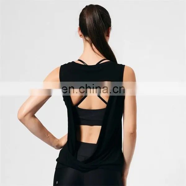 Private Label Sleeveless Blank Workout Vest Sports Stringer Wholesale Yoga Set Tank Top Women Sports Wear photo-4