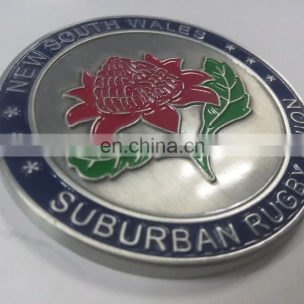 Personalized Design and Logo Zinc Alloy Casting Coin Antique Silver Commemorative Double-side Coin With Flower and Ear of Wheat photo-2