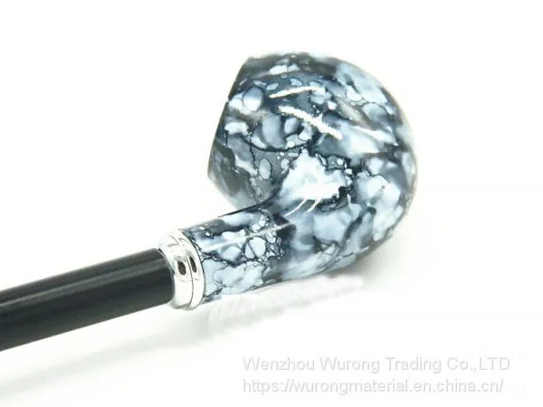 410mm Length Wooden Resin Long Tobacco Pipe With Small Blue and White Porcelain Head for Smoking photo-3
