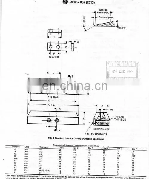 ASTMD 412 Dumbbell Rubber Tensile Sample Die Cutter photo-2