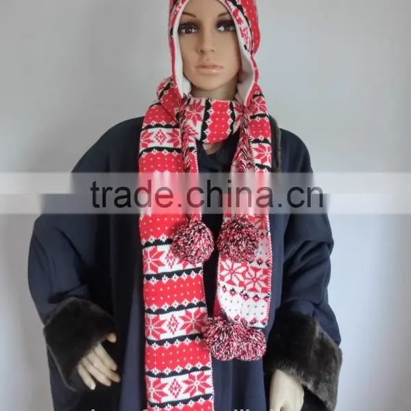 2015 Women Fashion Two-pieces Knitted Hat and Scarf photo-4