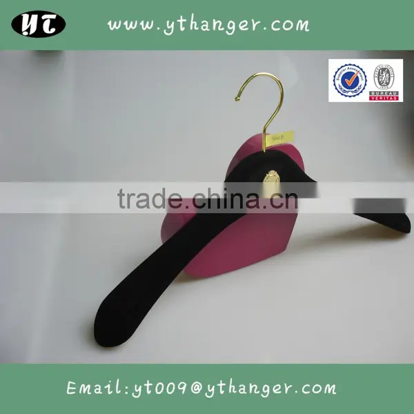 HA6986 Black Barande Hanger With Gold Logo Velvet Flocking Coat Hanger Supplier's Choice photo-2