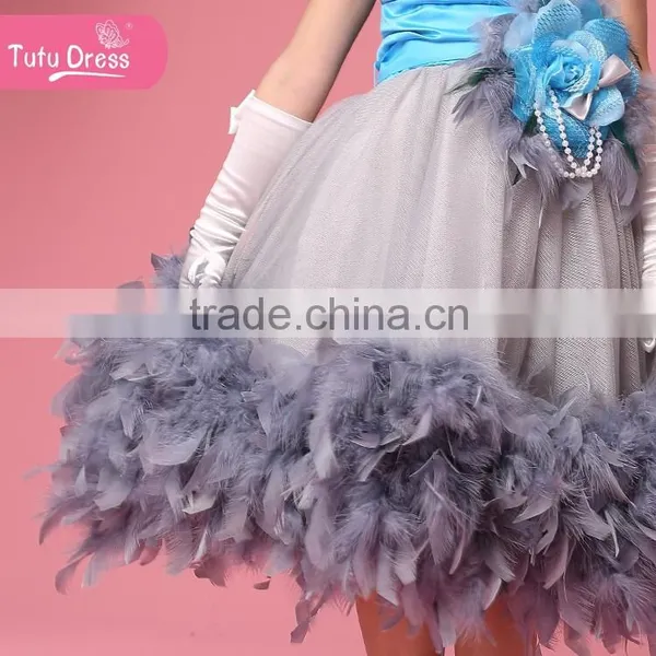 Luxury Feather Princess Flower Girls' Dresses for Beach Wedding Party Kids Gown photo-4