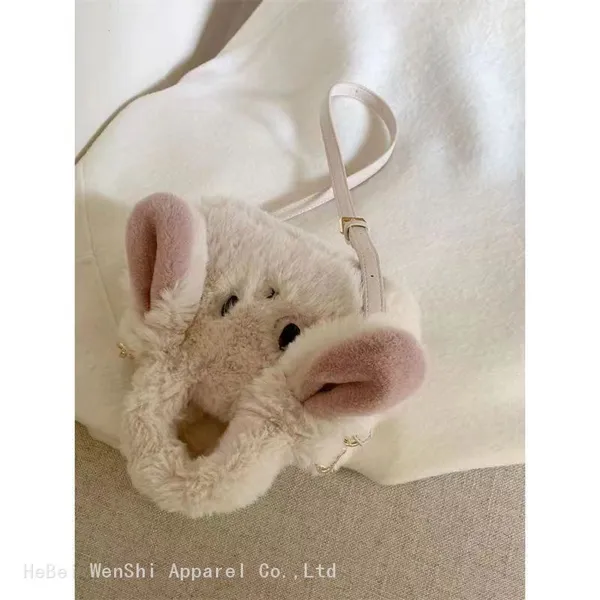 37Cute Rabbit Bag Plush Bag Cartoon Children's Girl Bag Diagonal Bag Furry Autumn Wholesale photo-2