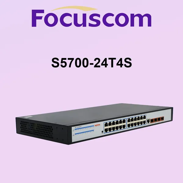 Focuscom S5700-24T4S Managed L2 Gigabit Ethernet Switch, 24-Port 1G Base-T Access Switch with 4G SFP Uplinks Network Switch