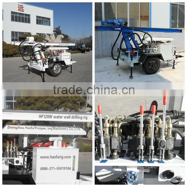 Welcomed in South America ! High Efficiency HF120W Trailer Hydraulic Portable Water Well Drilling Rig photo-6