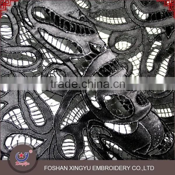 2016 Hot Selling Style Gentle Solft Water Soluble Black Embroidery Textile Fabric Chemical Lace Europe photo-2