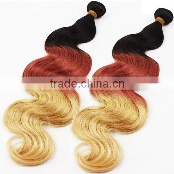 Double Wefts Unprocessed Wholesale Cheapest Brazilian 6a Virgin Hair Three Tone Virgin Brazilian Omber Weave Hair photo-2